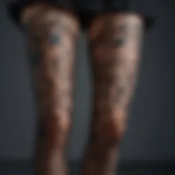 Elegant display of butterfly fishnet tights showcasing intricate patterns