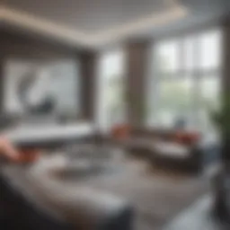 A sleek and modern living room featuring futuristic furniture and decor