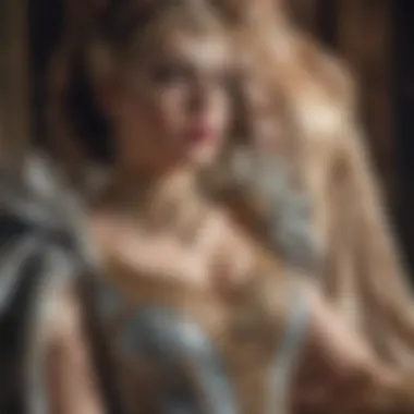 Close-up of luxurious fabrics used in vintage masquerade dresses