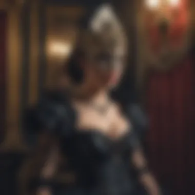 A selection of vintage masquerade dresses showcasing diverse styles