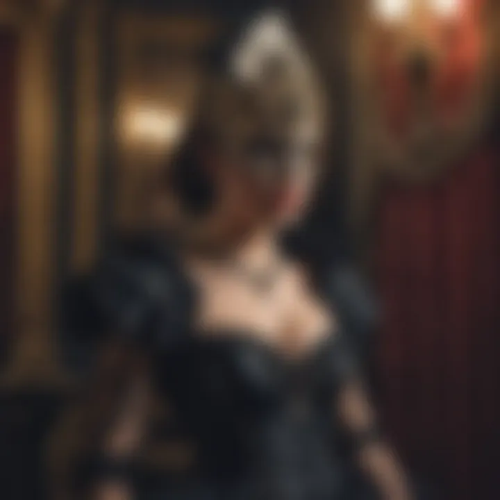 A selection of vintage masquerade dresses showcasing diverse styles