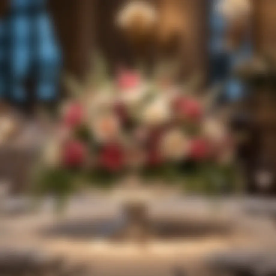 Elegant lighted centerpiece with floral arrangement