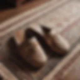 Elegant cross band slippers on a stylish rug