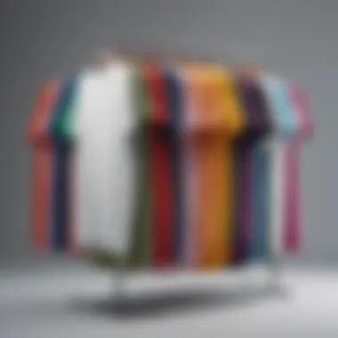 Colorful array of long t-shirts displayed creatively