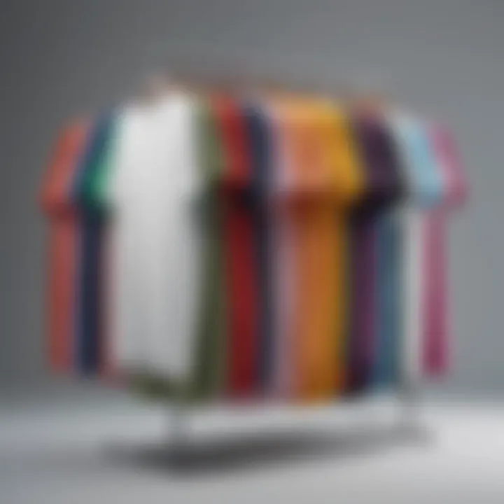 Colorful array of long t-shirts displayed creatively