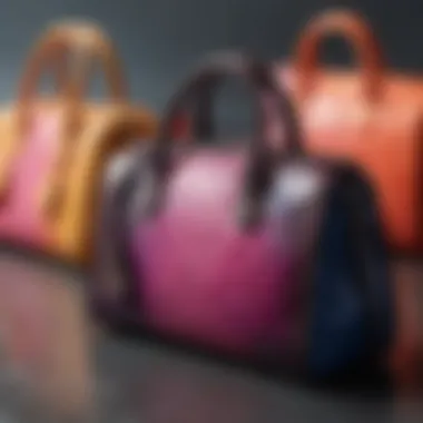 An array of stylish polyurethane handbags in various designs and colors