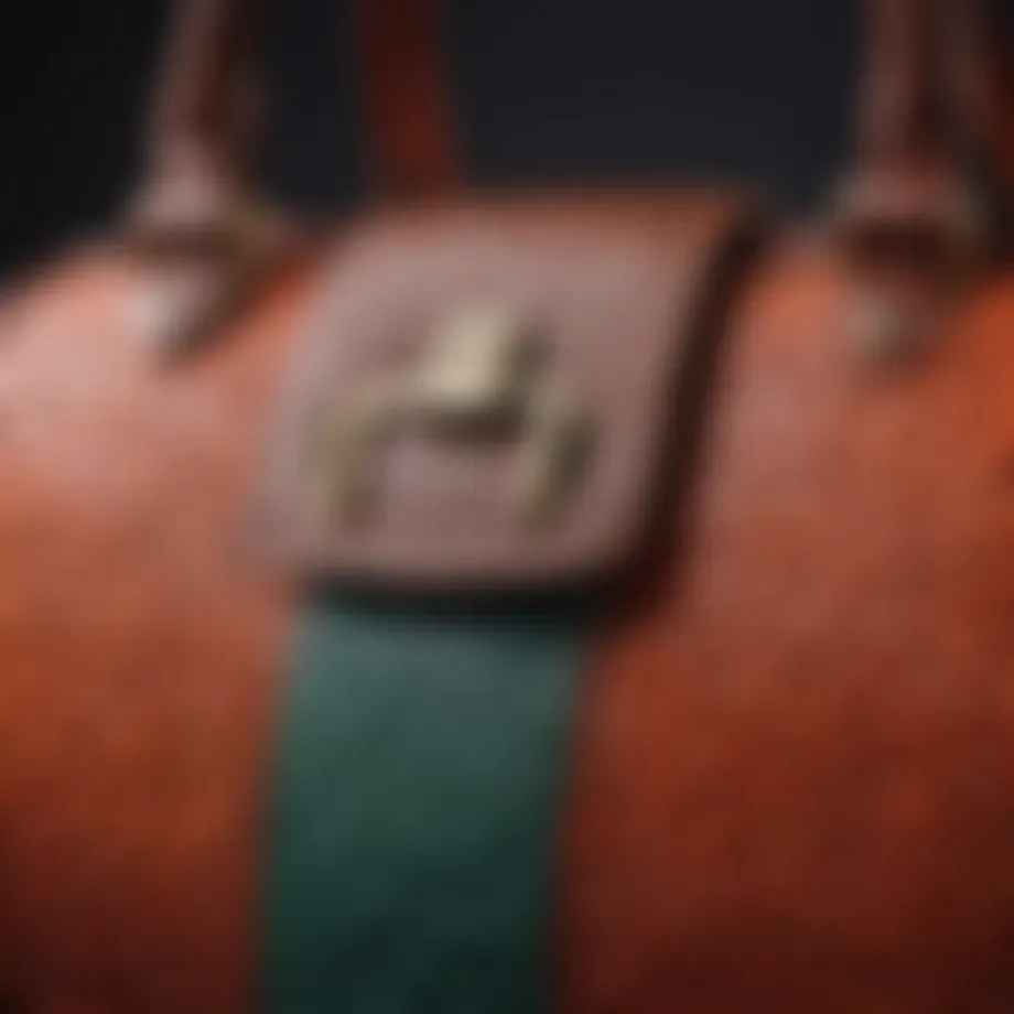 A close-up view of a polyurethane handbag showcasing texture and color