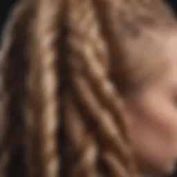 Close-up of intricate braided hairstyle showcasing detail