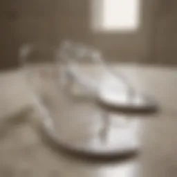 Elegant clear thong sandals on a stylish surface