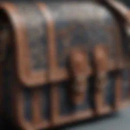 A close-up view of a stylish messenger bag showcasing intricate stitching and clever design elements.