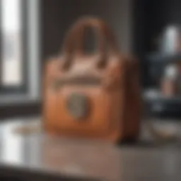 Stylish mini bank bag in a trendy setting