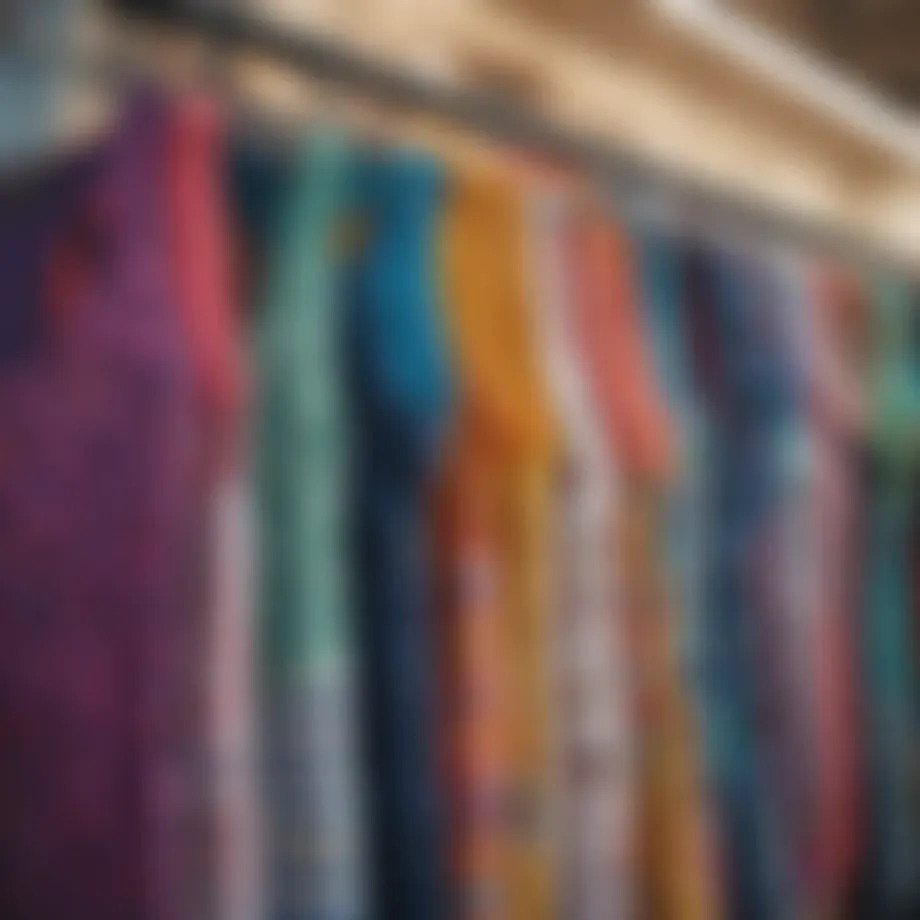 A colorful display of tank tops in various styles and fabrics